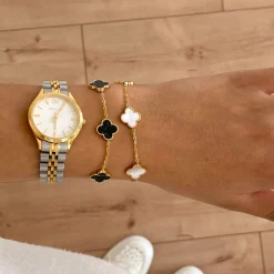 Clover Marmor Armband | 18K vergoldet