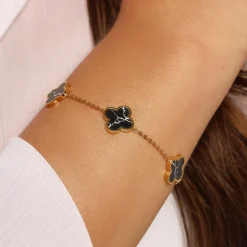 Clover Marmor Armband | 18K vergoldet