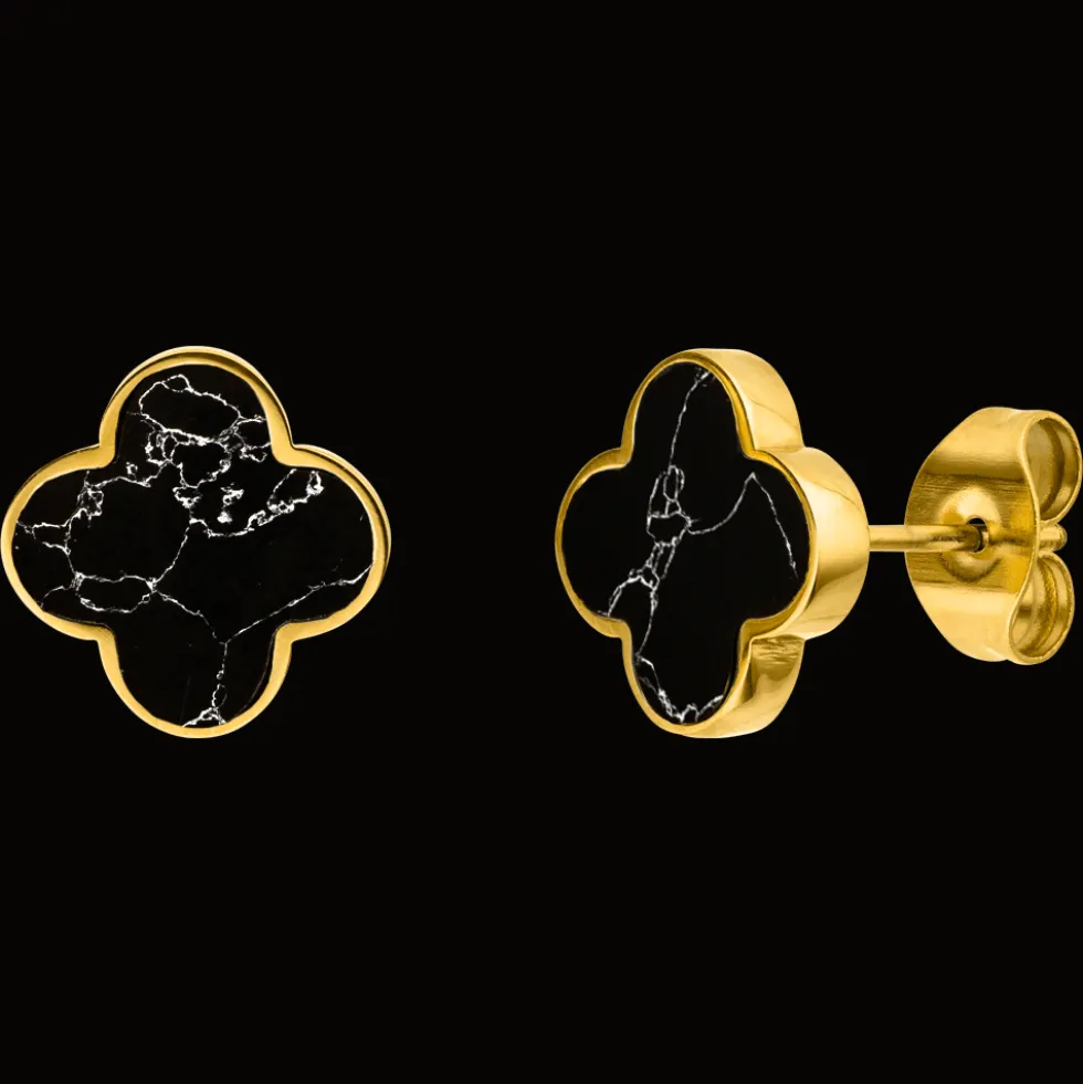 Clover Marmor Ohrstecker | 18K vergoldet