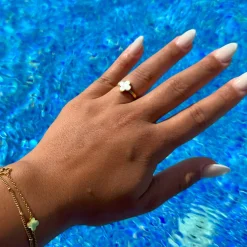 Clover Perlmutt Ring | 18K vergoldet