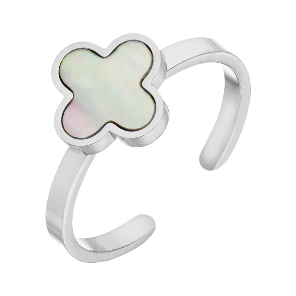Clover Perlmutt Ring | 18K vergoldet