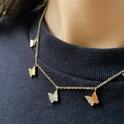 Crystal Butterfly Halskette | 18K vergoldet