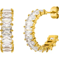 Cube Stones Creolen | 18K vergoldet
