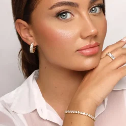 Cube Stones Creolen | 18K vergoldet