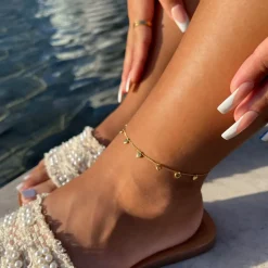 Cute Heart Fußkette | 18K vergoldet