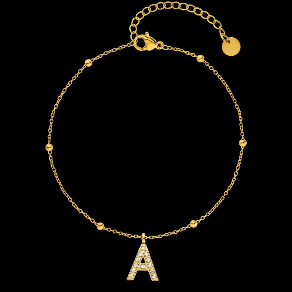 Dots Letter Armband | 18K vergoldet