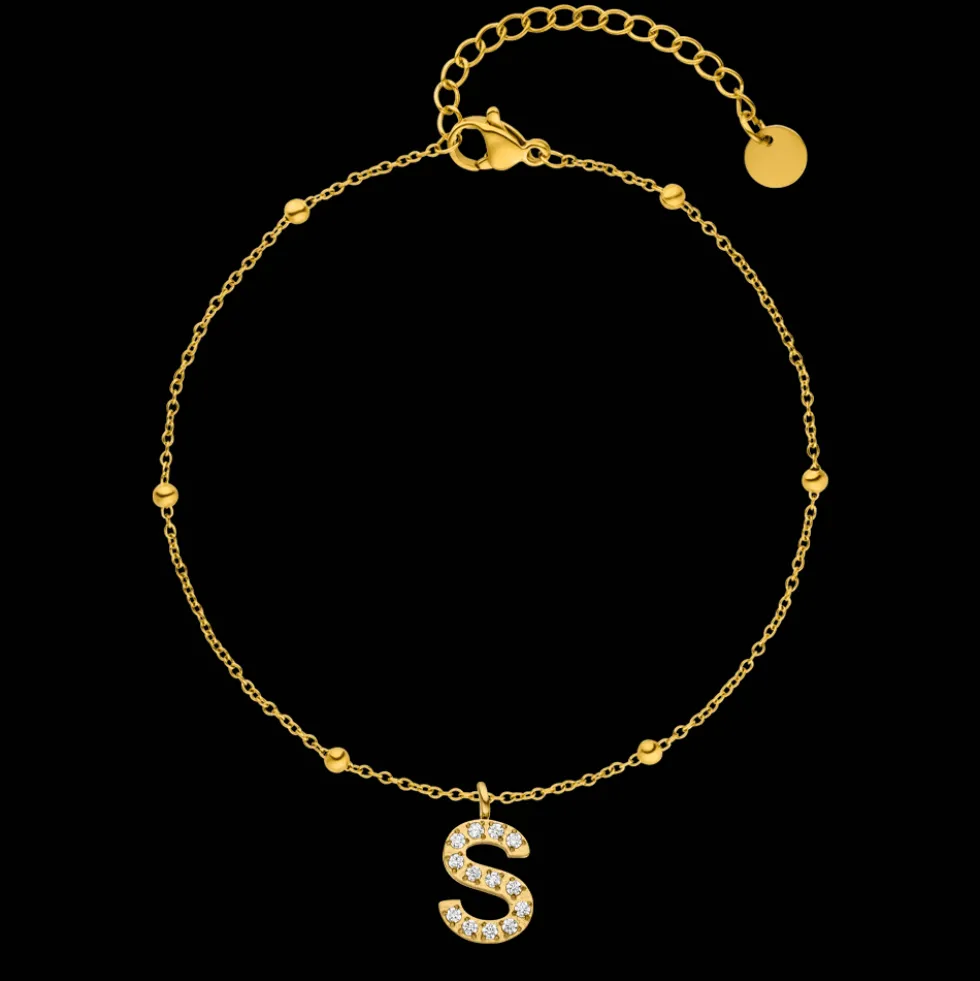 Dots Letter Armband | 18K vergoldet
