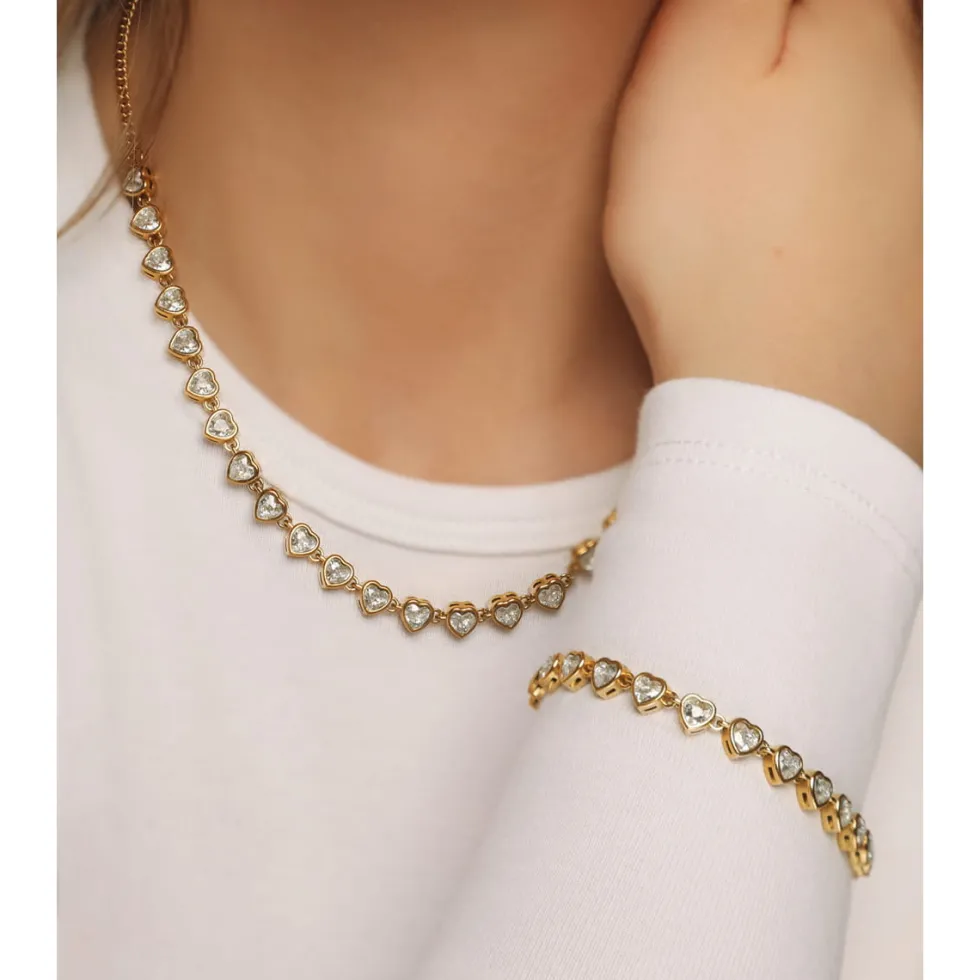 Drop Heart Halskette | 18K vergoldet