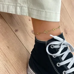 Fancy Clover Fußkette | 18K vergoldet