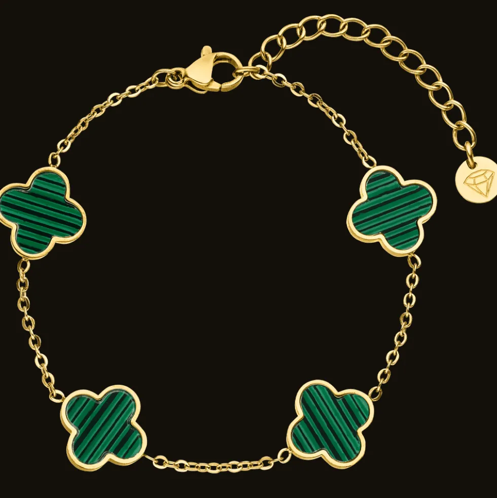 Green Clover Armband | 18K vergoldet