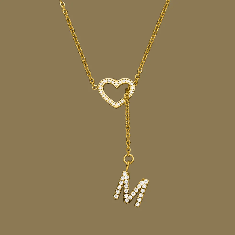 Heart Letter Halskette | 18K vergoldet