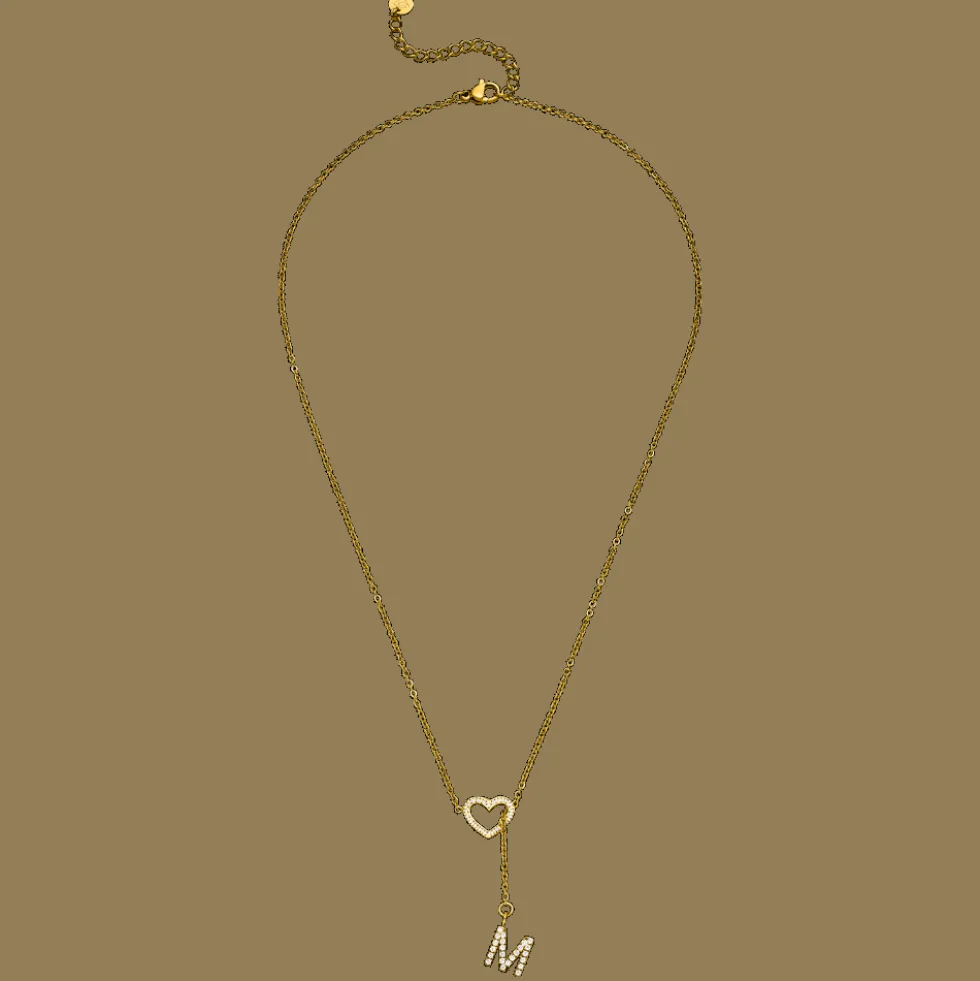 Heart Letter Halskette | 18K vergoldet