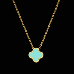 Ice Blue Clover Kette | 18K vergoldet