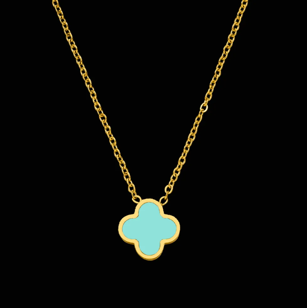 Ice Blue Clover Kette | 18K vergoldet