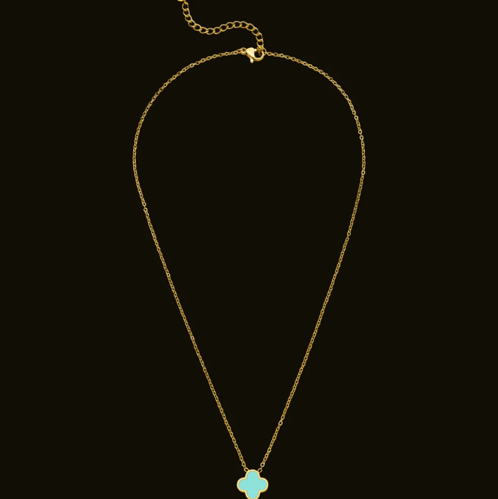 Ice Blue Clover Kette | 18K vergoldet