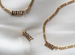 Jahreszahl Gothic Armband | 14K vergoldet