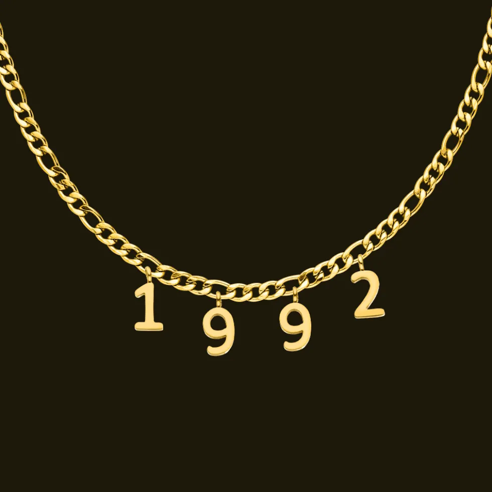 Jahreszahl Kette | 18K vergoldet
