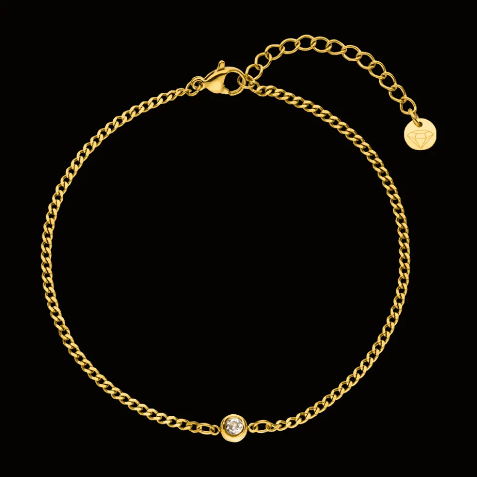 One Stone Fußkette | 18K vergoldet
