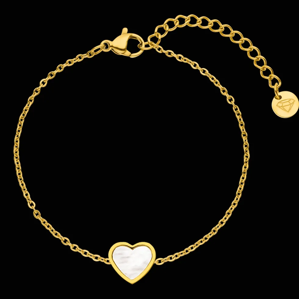 Perlmutt Herz Armband | 18K vergoldet