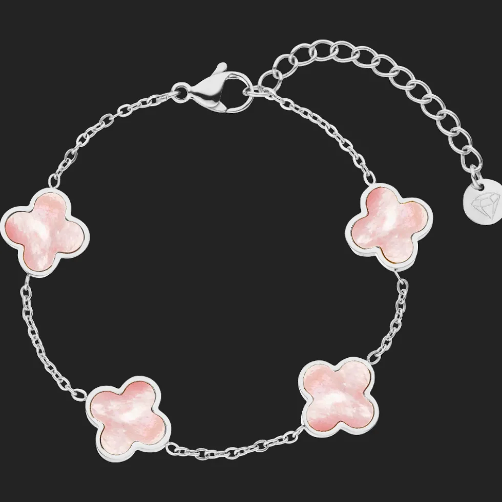 Rosa Perlmutt Clover Armband | 18K vergoldet