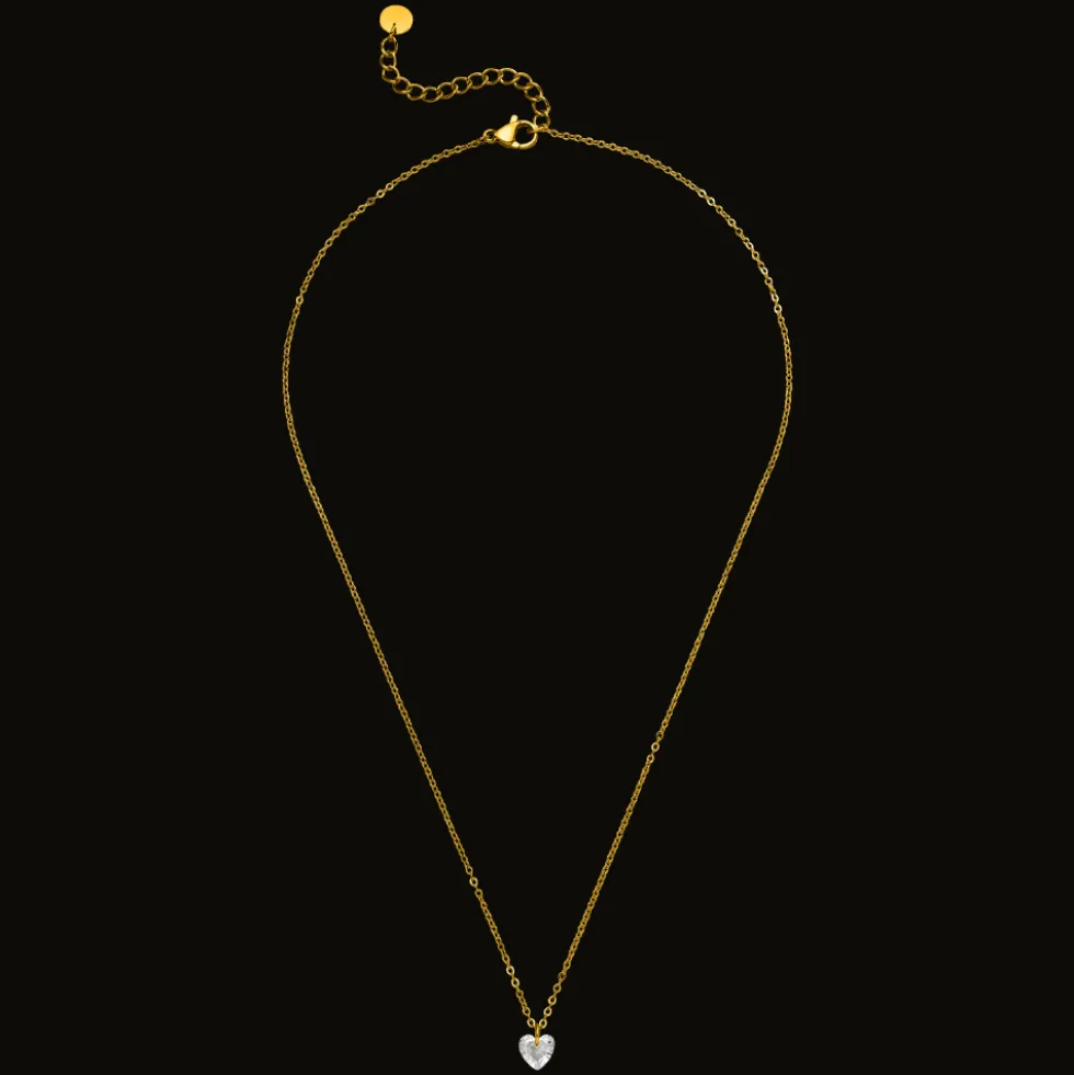 Stone Heart Halskette | 18K vergoldet