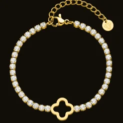 Tennis Clover Armband | 18K vergoldet