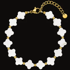 White Clovers Armband | 18K vergoldet