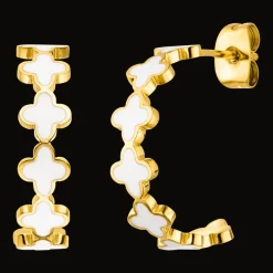 White Clovers Hoops | 18K vergoldet