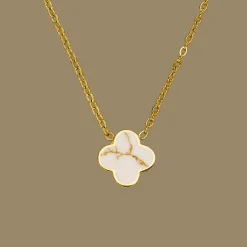 White-Gold Clover Kette | 18K vergoldet