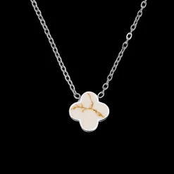 White-Gold Clover Kette | 18K vergoldet